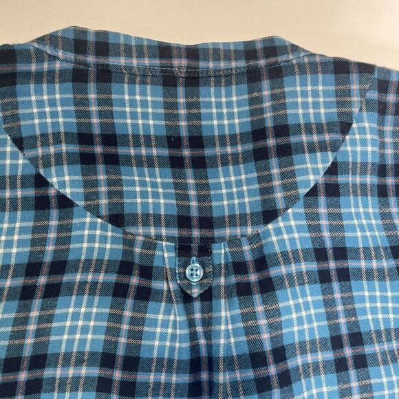 L.L. Bean Plaid Flannel Shirt Pintuck Top Size Medium 1/2 Button Pullover - Picture 12 of 13